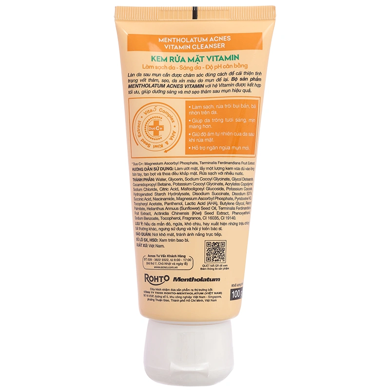 Kem rửa mặt Acnes Vitamin sáng da, mờ sẹo thâm tuýp 100g - 2
